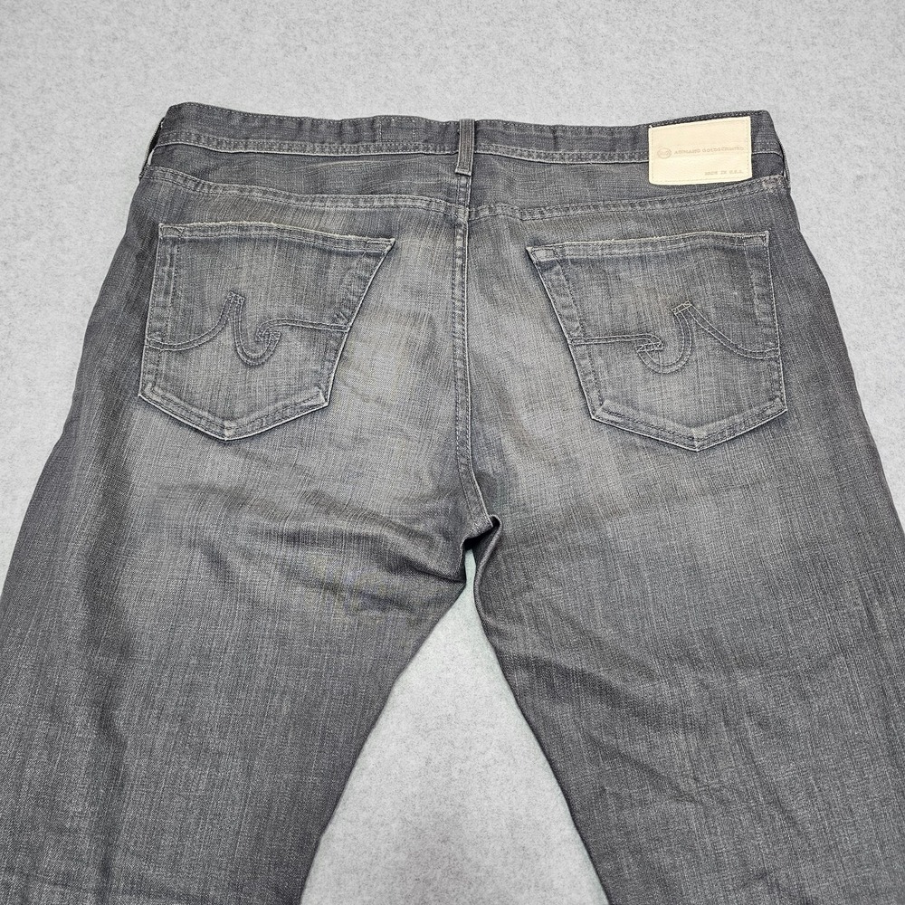 AG Adriano Goldschmied Jeans Mens 38x34 Gray Slim Straight Matchbox Distressed - Picture 10 of 16